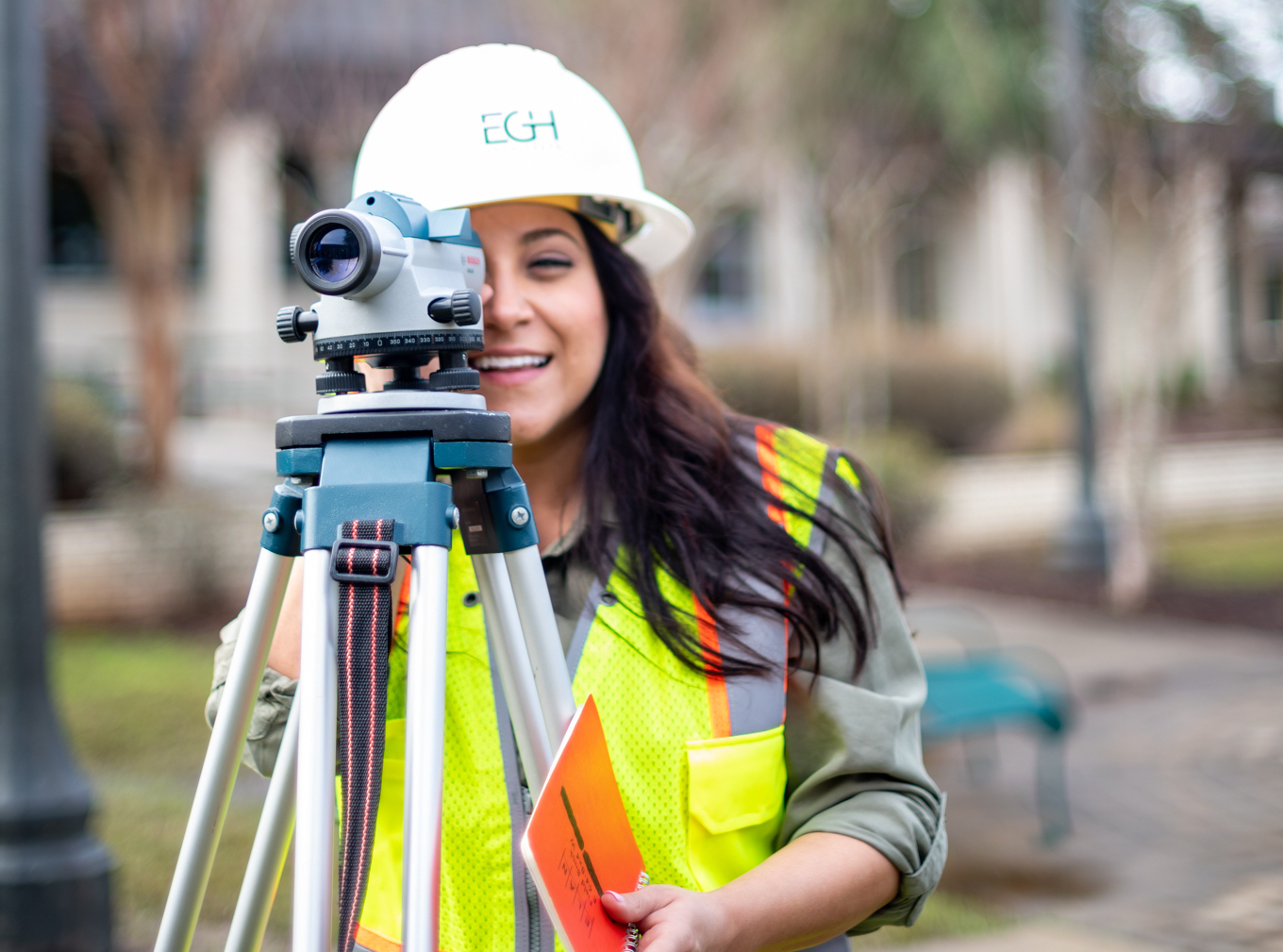 student trains in Construction Engineering - skilled trades